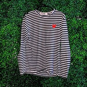 Large Come Des Garçons (cdg) Long Sleeve Stripped T-Shirt.